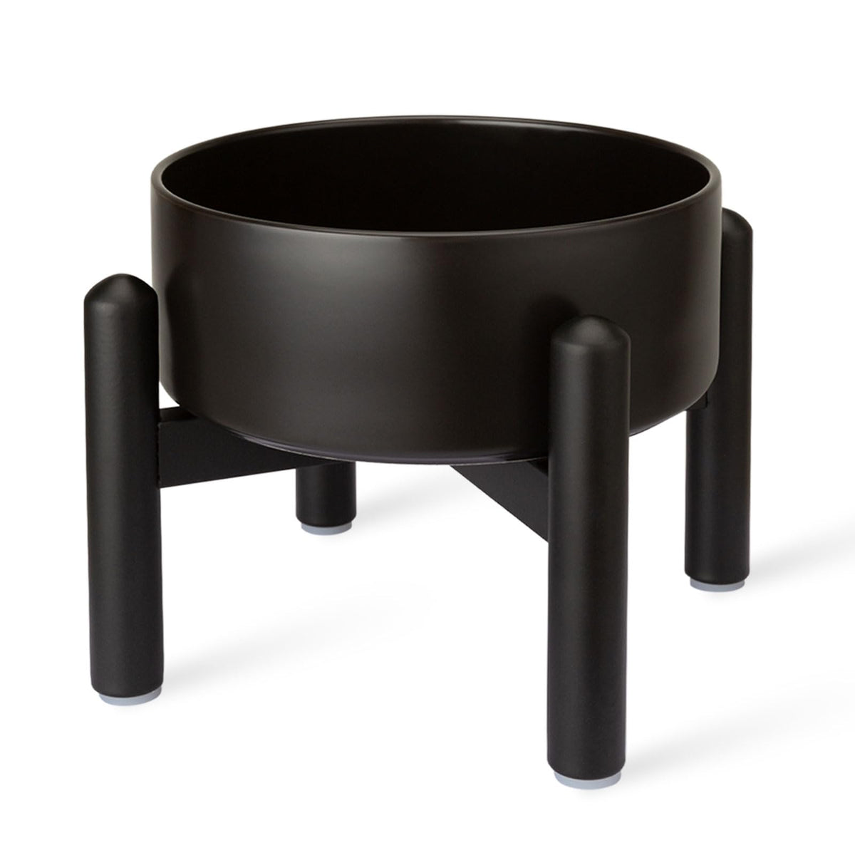 Raised Ceramic Dog Bowl Set with Stand (Black / 1 Bowl - 3.5 Cups)