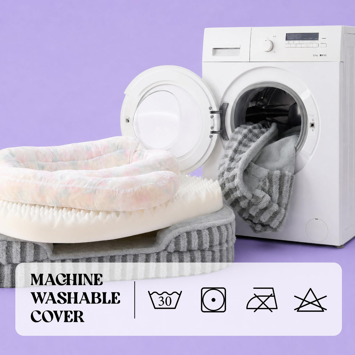 Cute Cozy High Back Orthopedic Small Dog Bed with Sides (24.0"l X 18.0"w X 6.0"th / Beige)