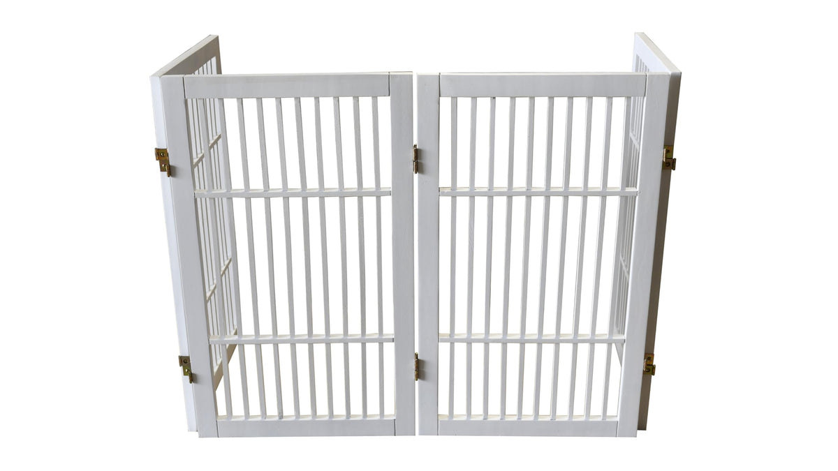 Pet Dog Gate Freestanding (4 Panel 30" Tall / White Pet Gate)