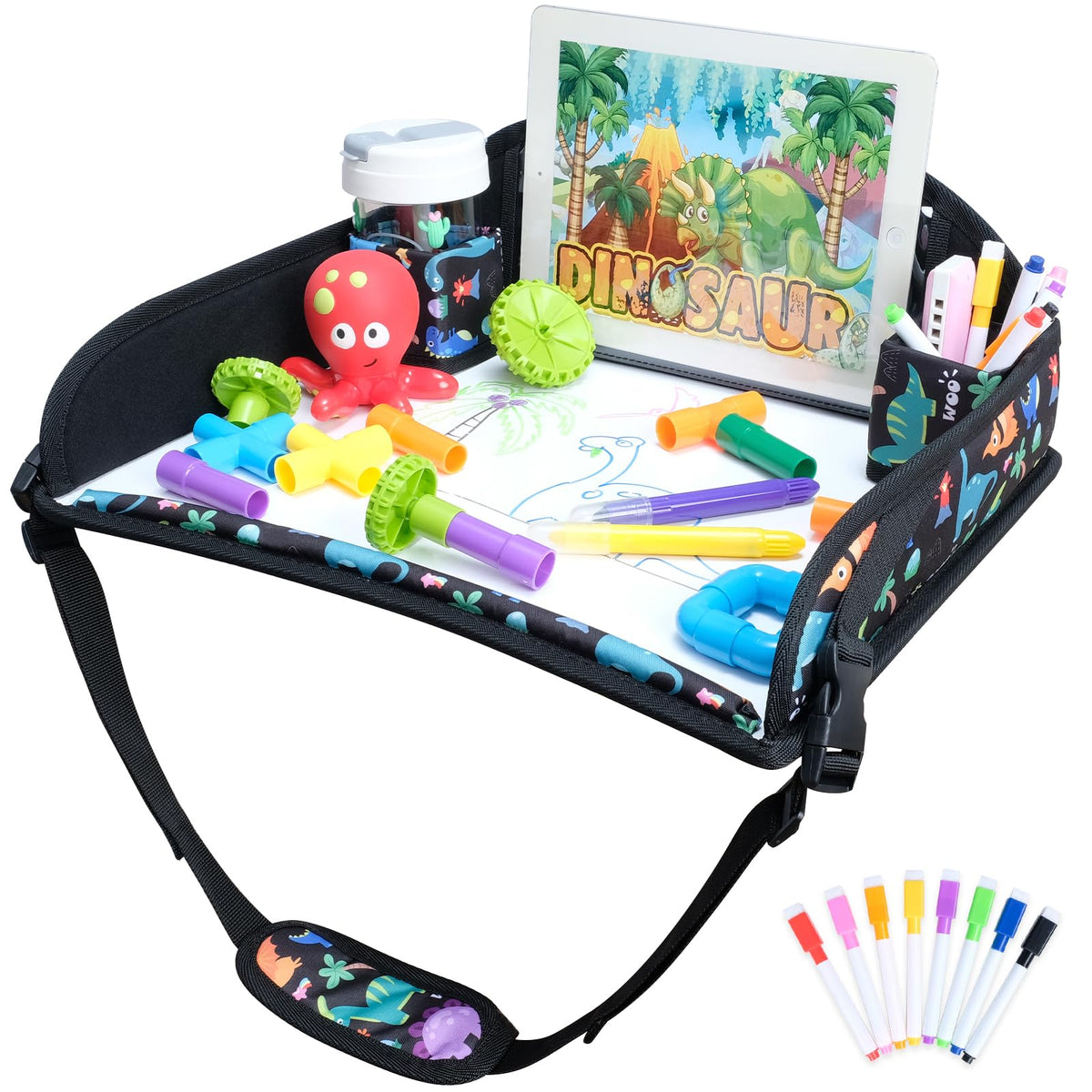 Kids Travel Tray for Toddler Car Seat (Dinosaur)