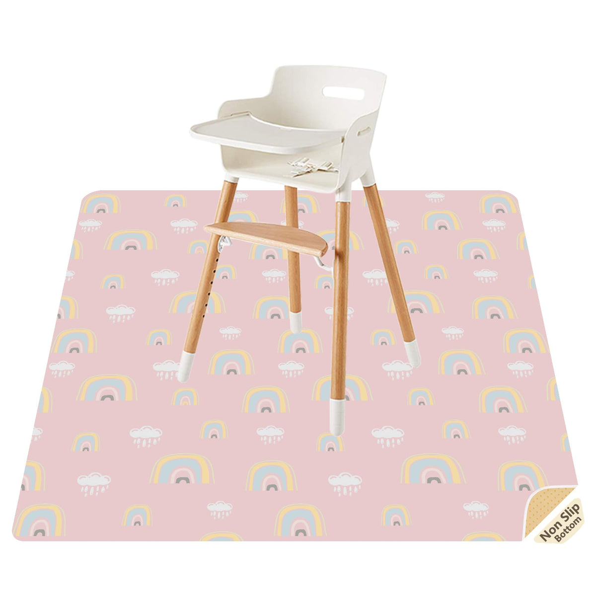Splat Mat for Under High Chair (Rainbow Pink)