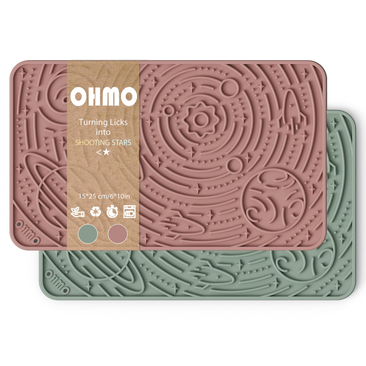 Lick Mat for Dogs&Cats (Sage Green&Coral / 9.8"L x 5.9"W)