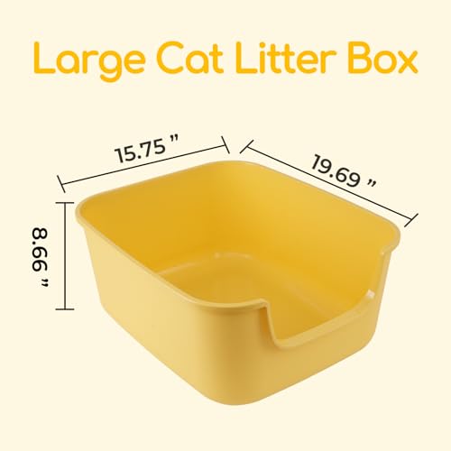 Large Cat Litter Box with High Sides (White)