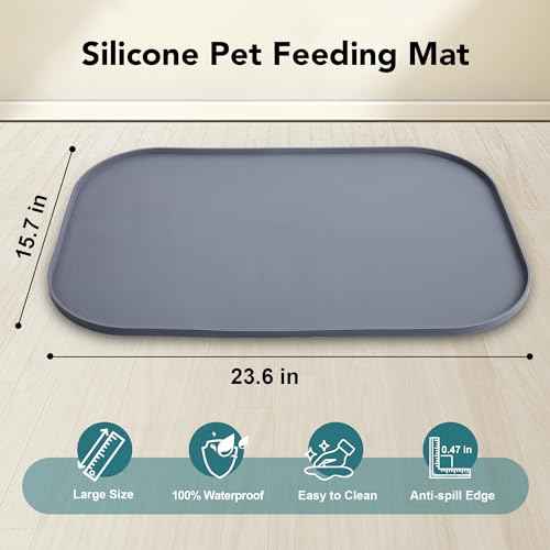 3-in-1 Elevated Dog Bowls Set with 4 Height Adjustable Stand and Mat (N-3 in 1 with Mat (Grey))