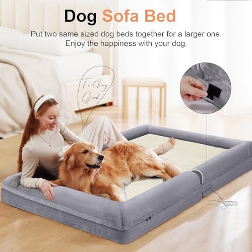Orthopedic Dog Bed for Large Dogs (Purple / 36.0"L x 27.0"W x 6.5"Th)