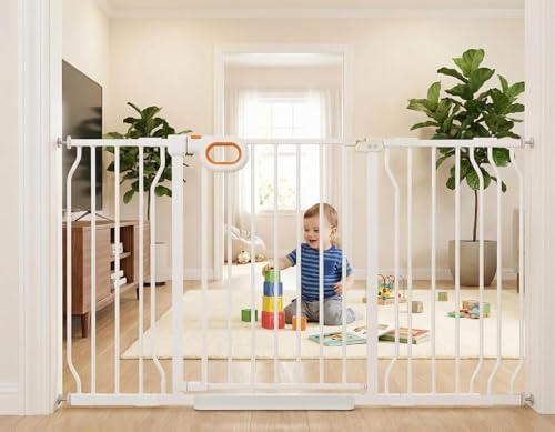 29.1 57.5 Inch Baby Gates Extra Wide with Door for Stairs Doorways