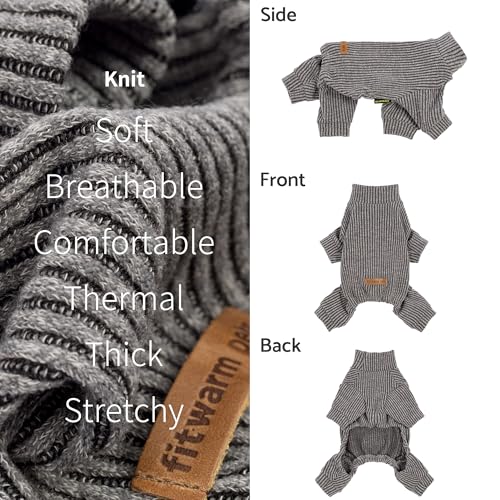 Mock Neck Knitted Dog Pajamas (Small / Grey)