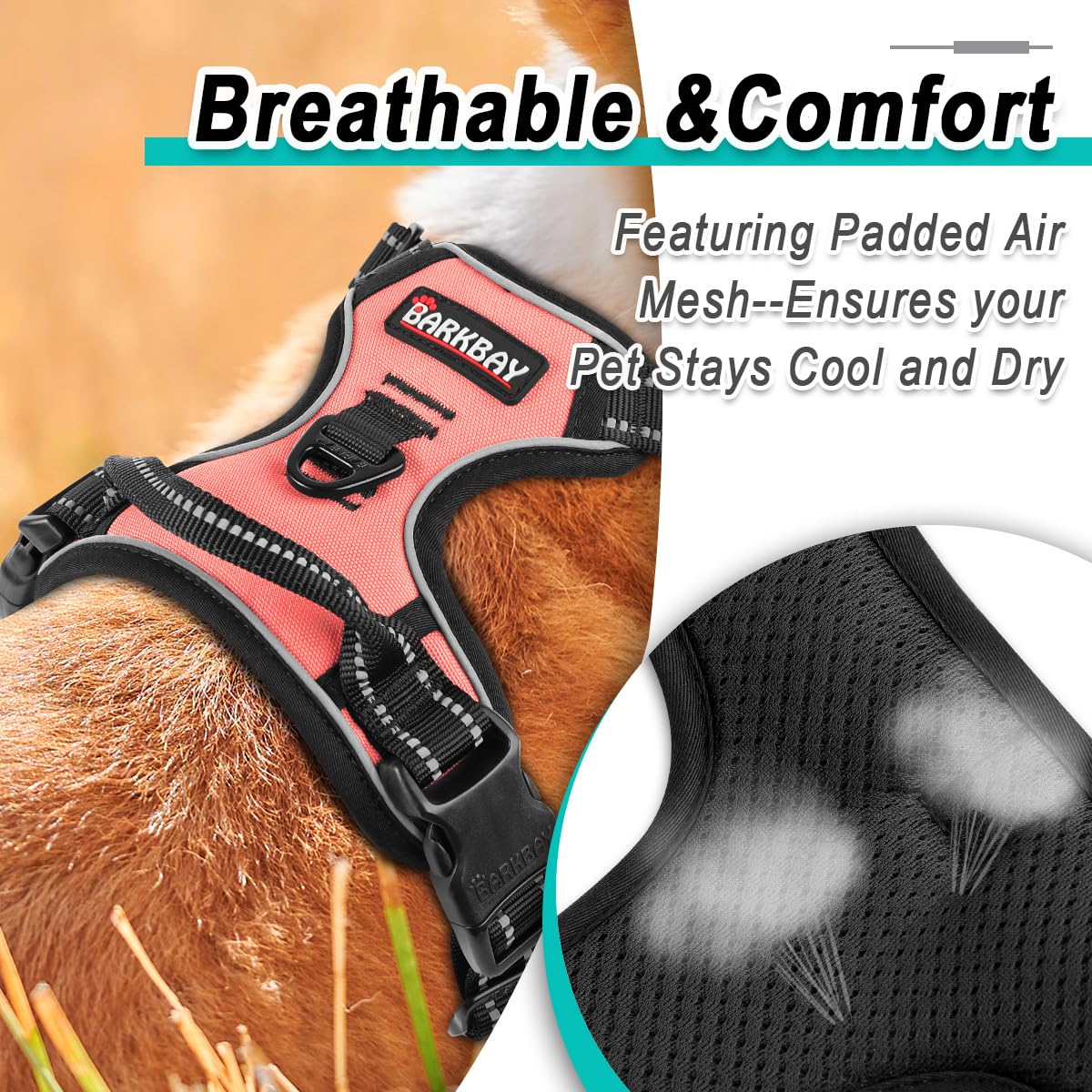 Dog Harness for Small Sized Dog No Pull 2 Leash Clips Dog Vest (Light Pink / Small)