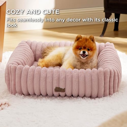 ComfyFleece® Dog Bed Medium Large Size Dog Washable (30.0"L x 24.0"W x 8.0"Th / Blush Pink)