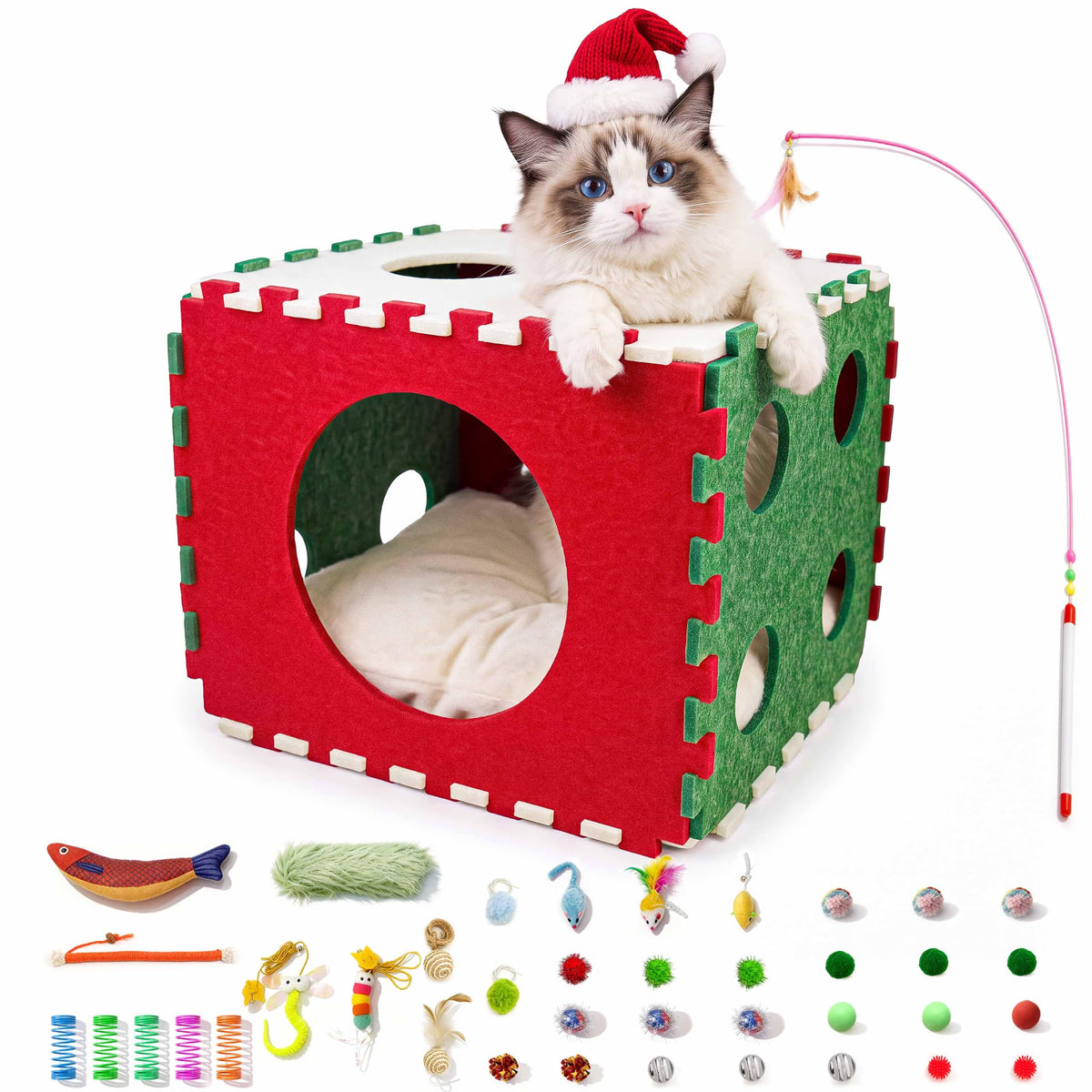 41 Pcs Christmas Cat Toys for Indoor Cats (Neutral)