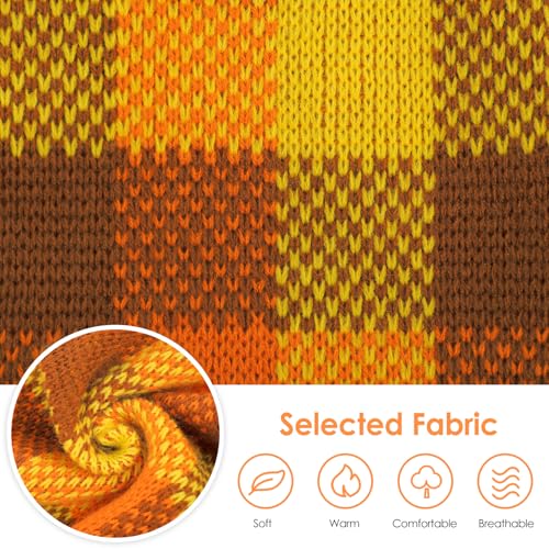 Dog Sweater Dress Plaid Knitwear for Large Dogs Girl Christmas Clothes (Orange / Large)