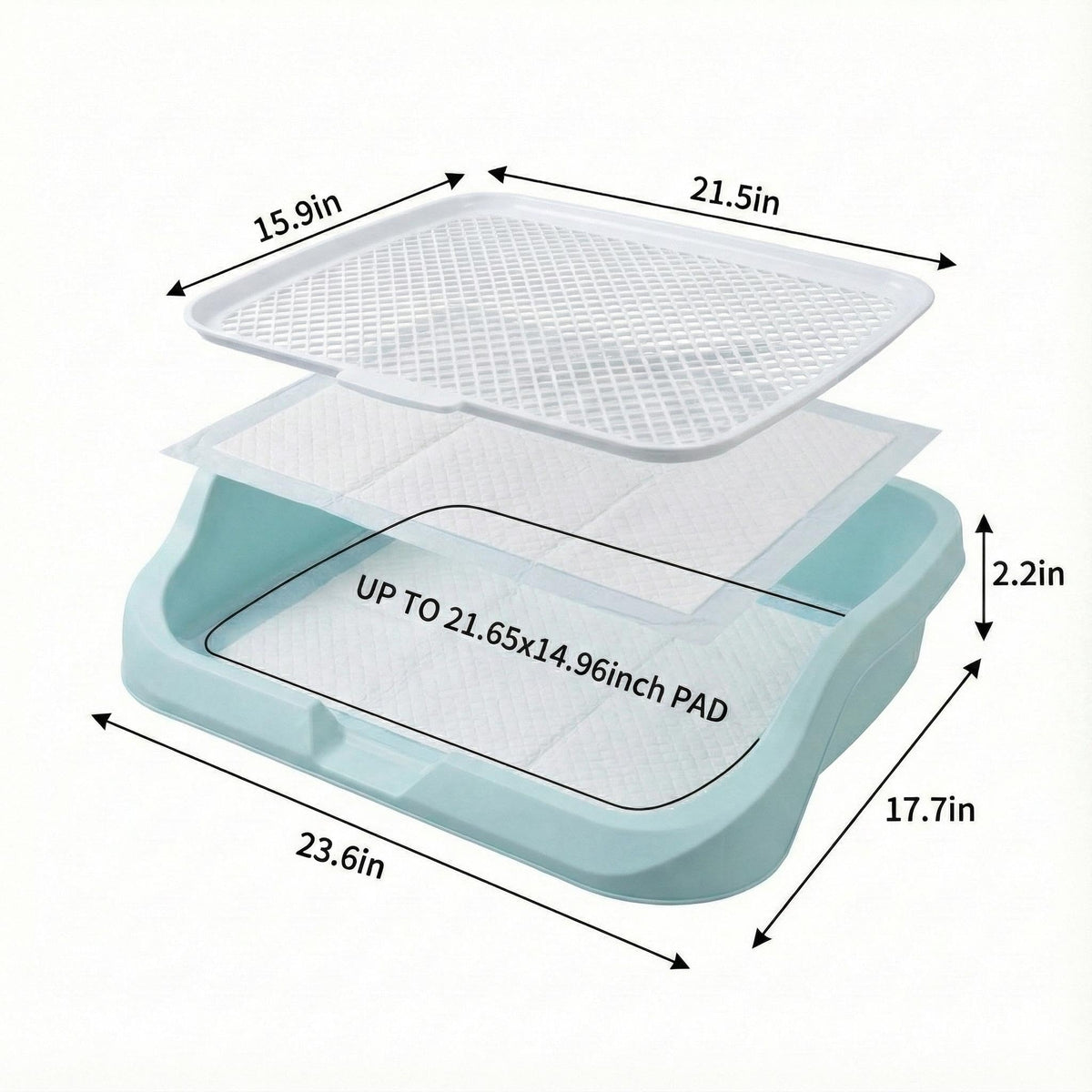 Indoor Dog Potty Tray for Small Dogs & Puppies (Light Gray)