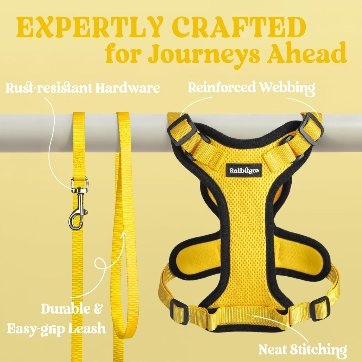 Cat Harness and Leash Set (M / Yellow)