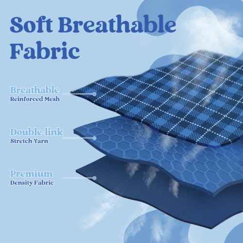 Dog Harness Small Sized and Leash Set (Navy Blue Plaid / M (Chest: 16.0"-18.5"))