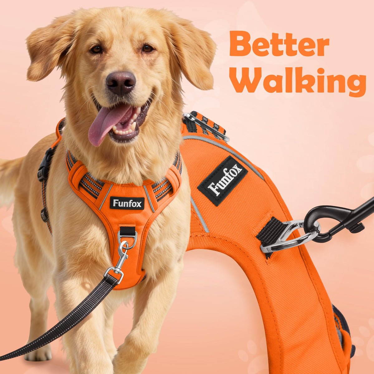 Dog Harness for Large Dogs (Orange / Large)