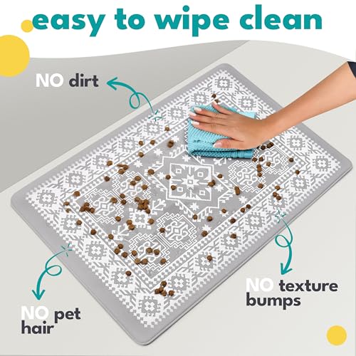 Large Dog Mat for Food and Water (16.5"L x 26"W / Aztec Sun)