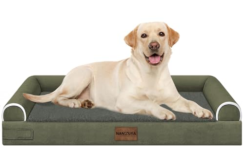 Orthopedic Dog Bed for Large Dogs (Dark Green / 38.0"L x 25.0"W x 6.5"Th)