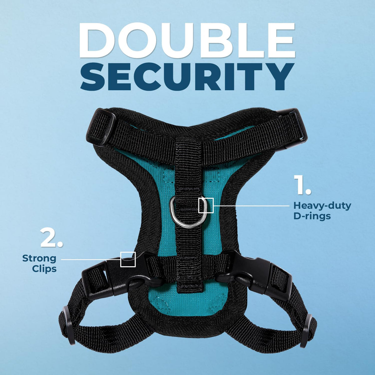 Voyager Step in Lock Cat Harness & Leash Set (Turquoise/Black Trim / XXXS (Chest: 10.5 - 13"))