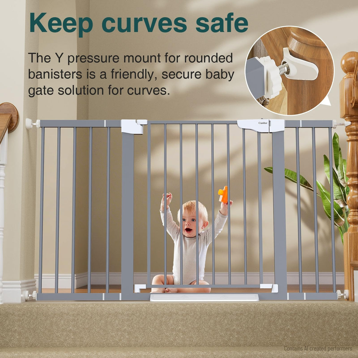 29.7 54.2" Wide Baby Gate (Gray / 29.7"-54.2" W x 30.5" H)