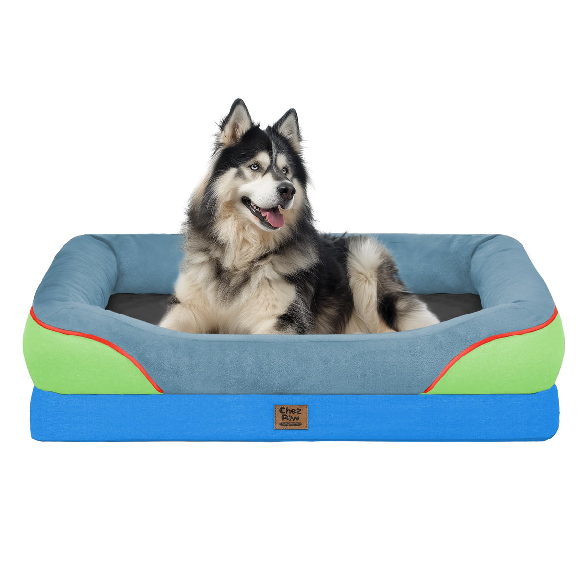 Orthopedic Washable XXL Dog Bed for Extra Large Dogs (Blue Lime / 45"L x 35"W x 7.5"Th)