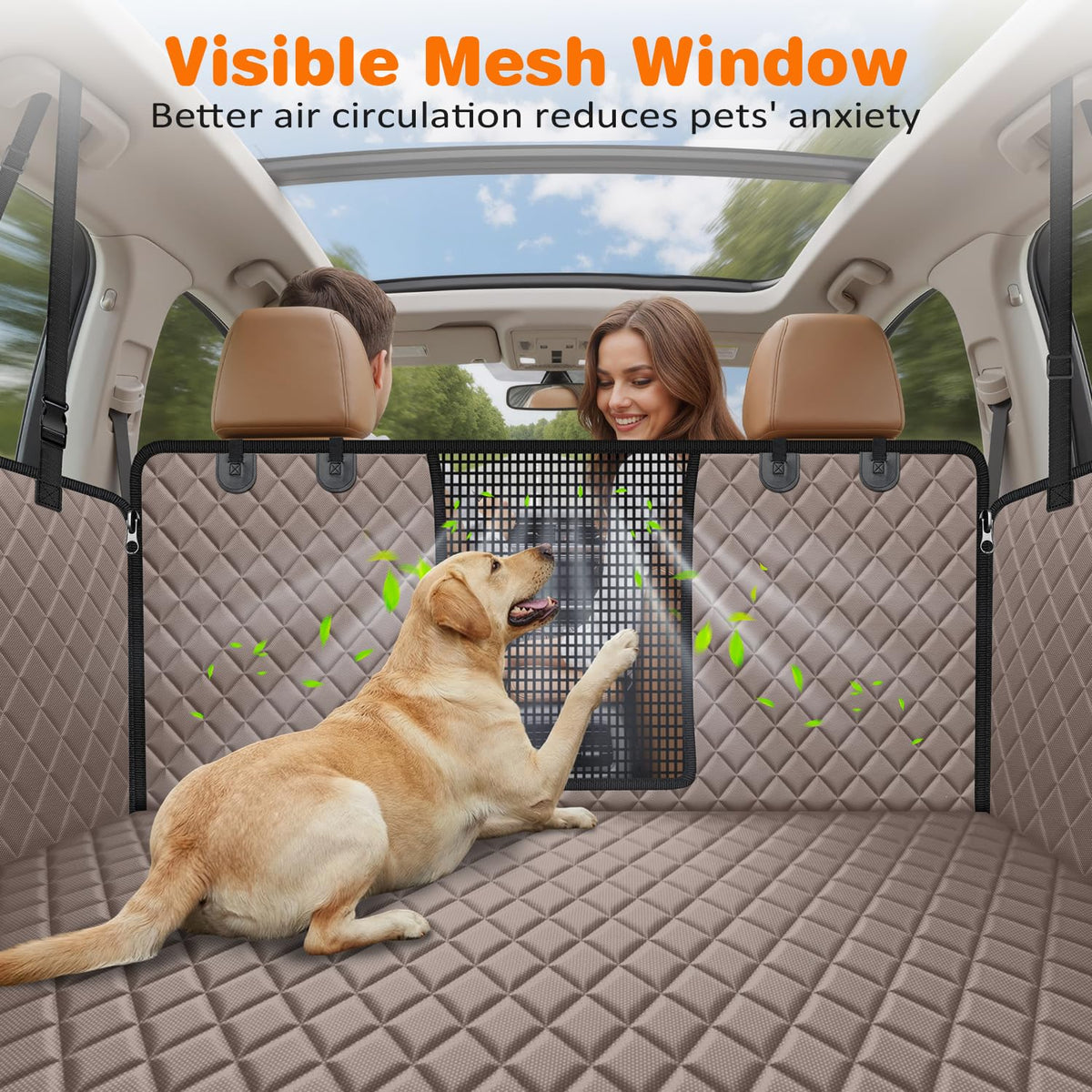 4 in 1 Dog Seat Cover for Full (Khaki / X-Large)