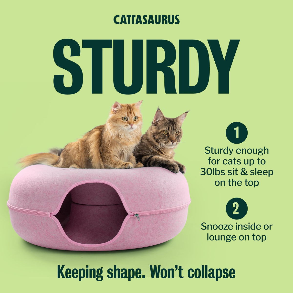 Peekaboo Cat Cave Donut for Multiple & Large Cats up to 30 (Pink / Jumbo)