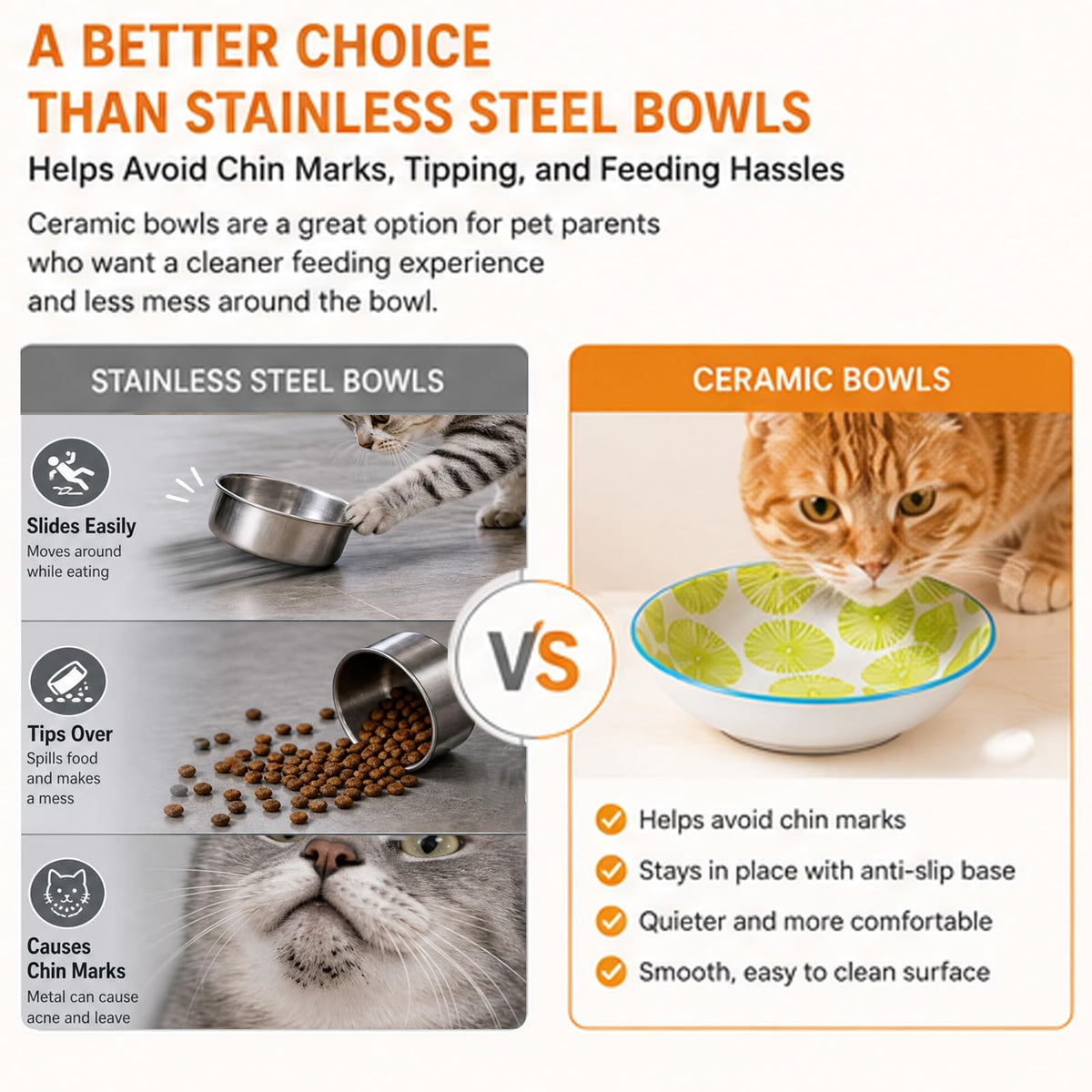 Ceramic Cat Food Bowls (Classic Color)