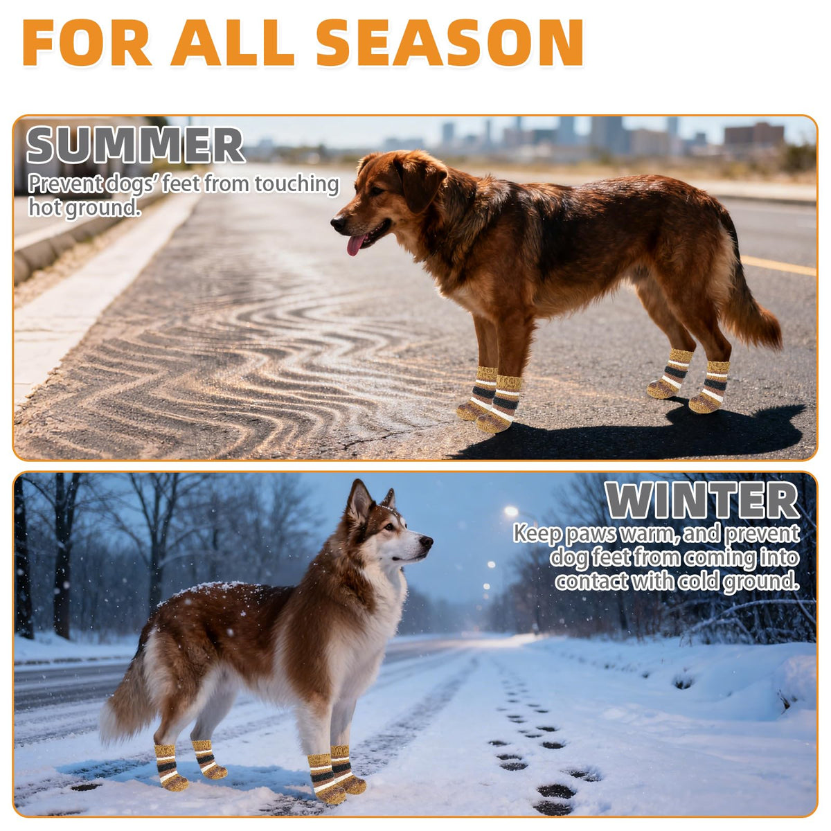Anti Slip Dog Socks to Prevent Licking Paws and Slipping (Brown / Small/Medium)