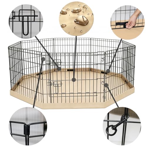 Foldable Metal Dog Exercise Pen (Tan / 36''H)