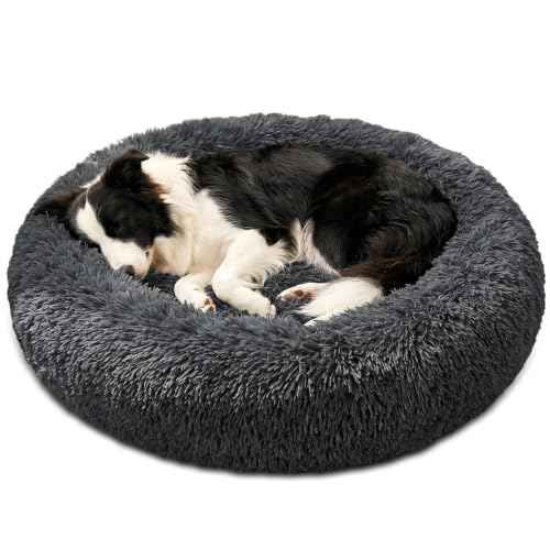 Calming Washable Dog Bed Medium Size Dog (Dark Grey / 31.0"L x 31.0"W x 8.0"Th(Removable))