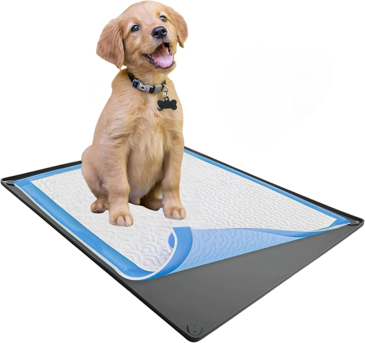 Dog Pee Pad Holder Tray Fits for 24” x 36” Pee Pads (36 x 24 Inches / Gray)
