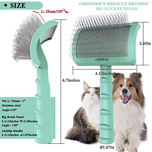 Dog Slicker Bursh for Cavapoo Toy Poodles Fluff Shedding Loose Fur (green)