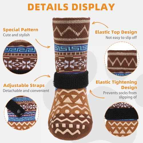Dog Socks Shoes for Hot Pavement (Brown / X-Small(4 Pack))