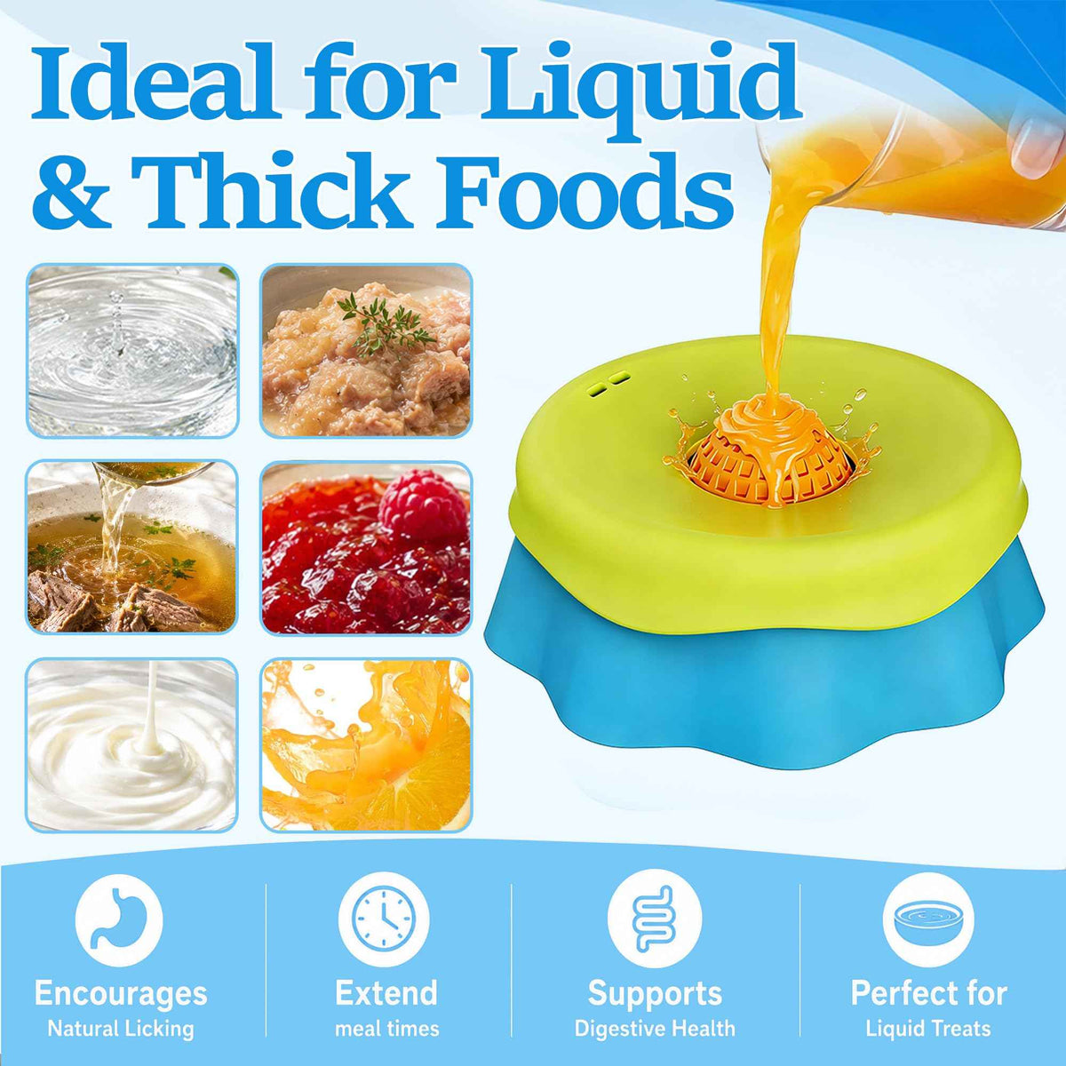 Slow Feeder Dog Bowl for Liquid Treat (Licking bowl (Blue))