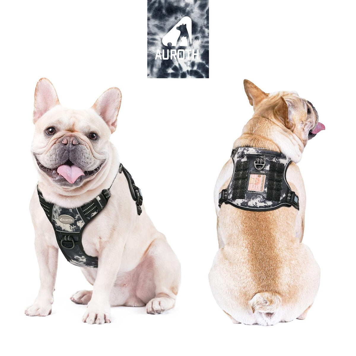 Dog Harness for Small Medium Dogs (Black Ink / S(Neck:14-21",Chest:20-31"),18-35 lbs)