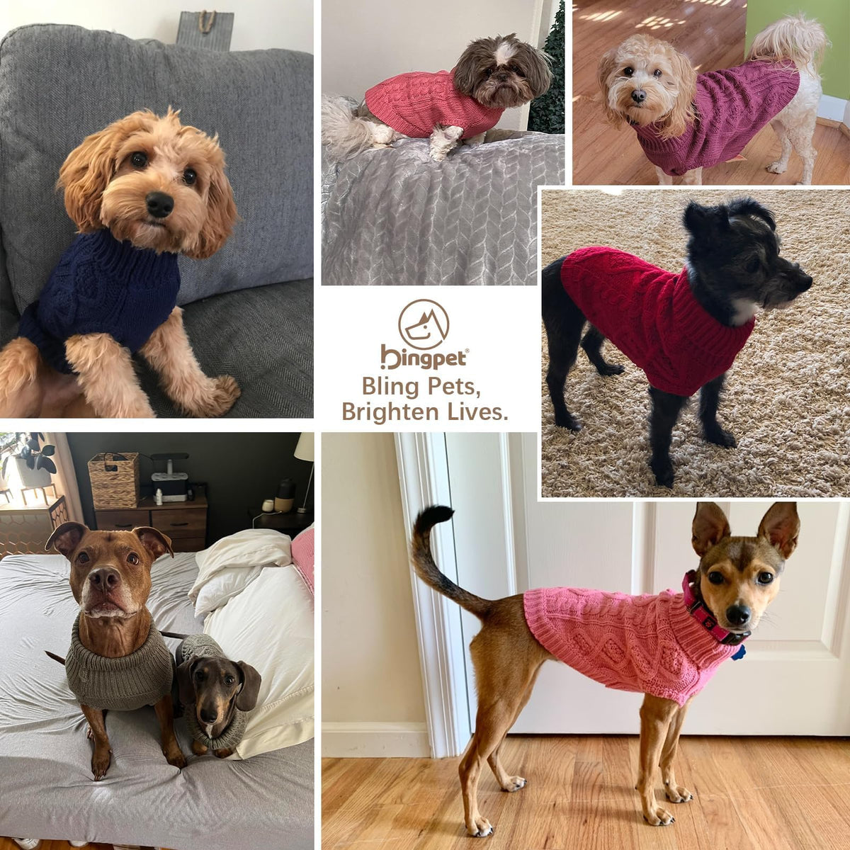 Dog Sweater for Small Medium Dogs (Brown / Small/Medium)