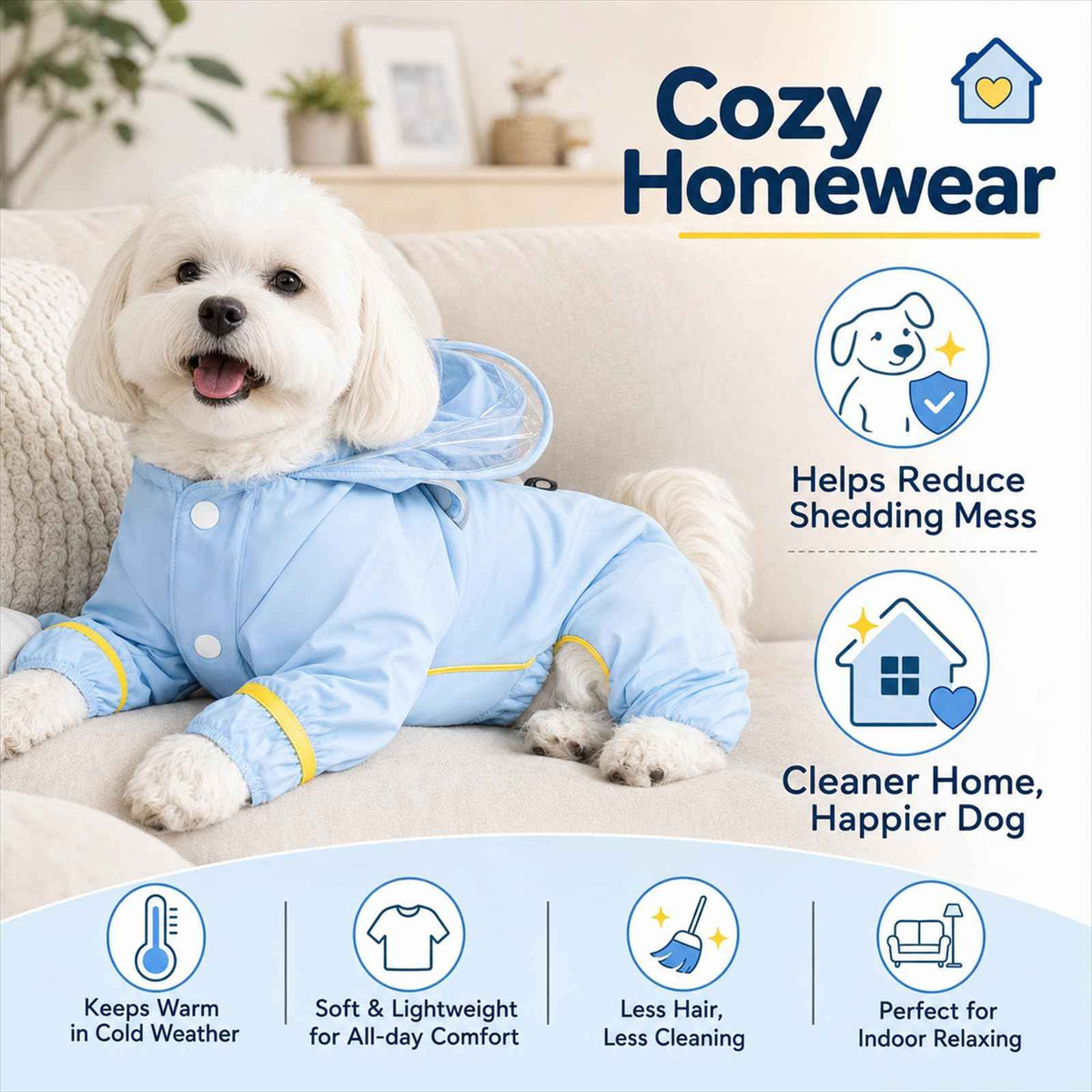 Dog Raincoat with Boots and Clear Hood (Blue / XXL(17-22lb))