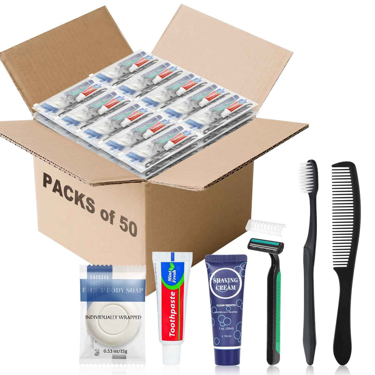 50 Pack Travel Toiletry Kit Bulk