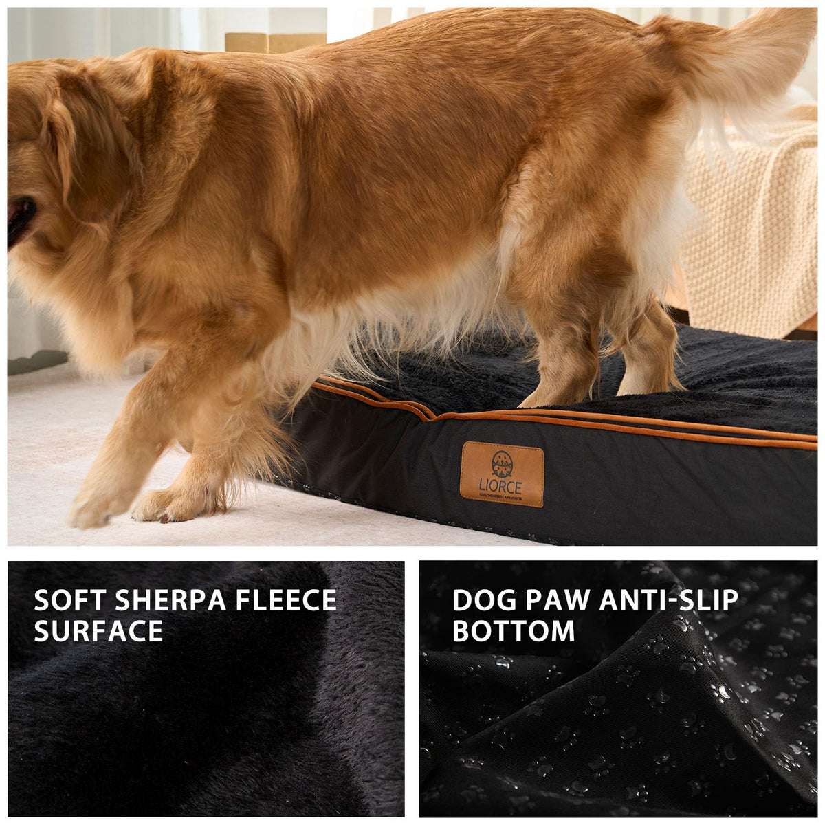 Orthopedic Memory Foam XXL Dog Bed (48.0"L x 30.0"W x 6.0"Th / Space Black)
