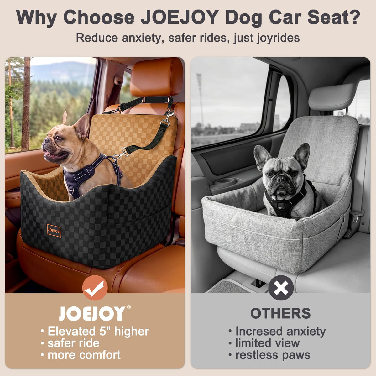 Elevated Dog Car Seat for Small (Medium / Brown)
