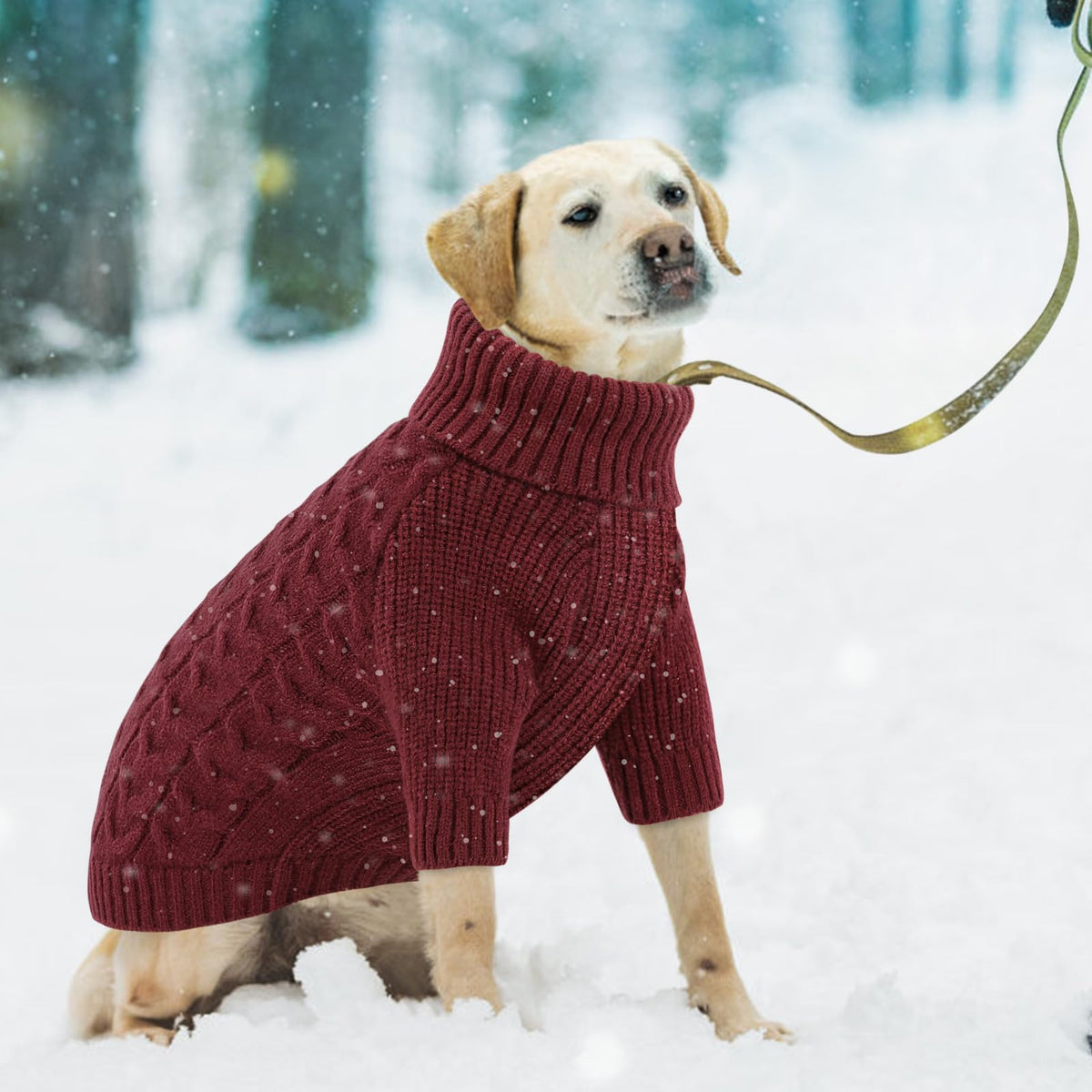 XXXL Dog Christmas Sweater Warm Soft Cable Knit Dog Sweater (XXX-Large / Burgundy)