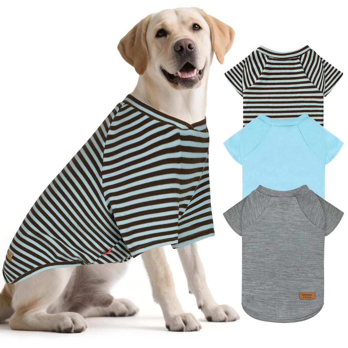 3Pack Dog Sweater with Sleeves Fleece Shirt for Large Dogs (2XL (50-75lbs) / 08# 3Pack(Blue+Grey+Blue Stripe))