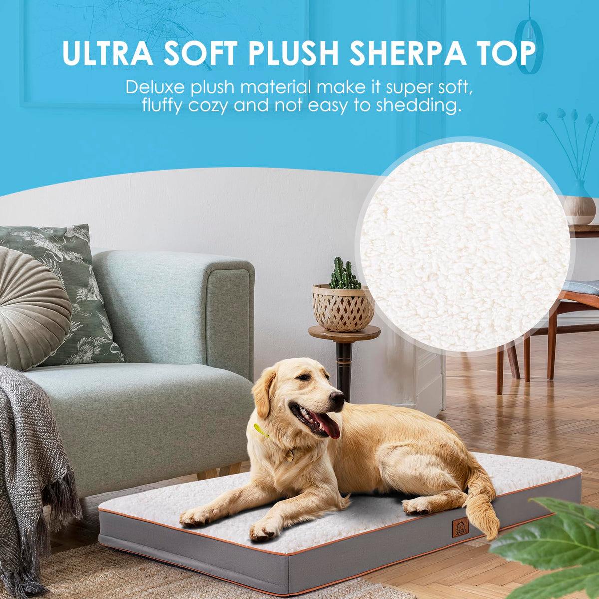 Extra Large Orthopedic Dog Bed (Light Grey / 44.0"L x 32.0"W x 3.0"Th)