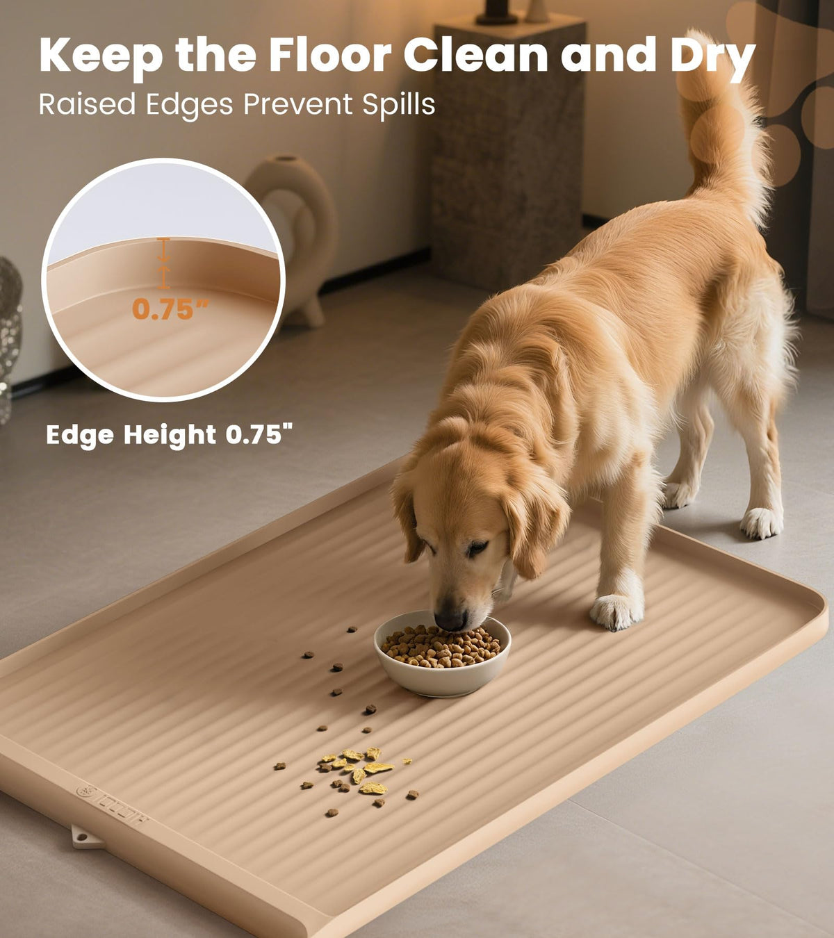 Dog Food Mat 36"x24" (Khaki)