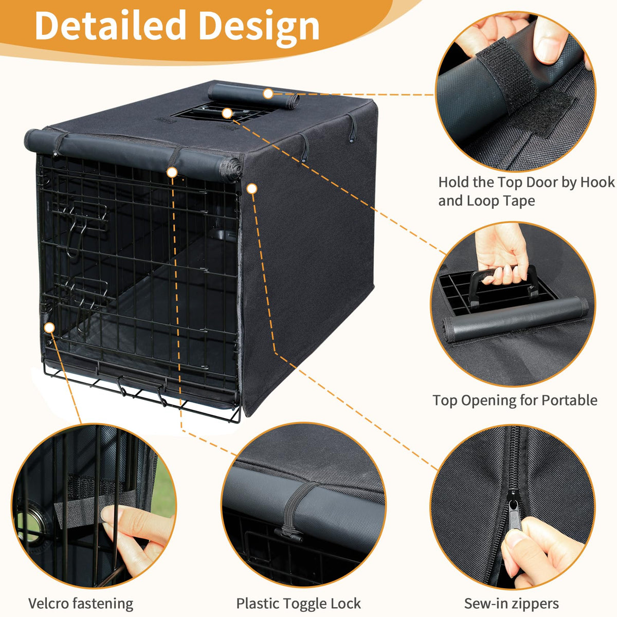 Dog Crate Cover 30 Inch Waterproof Pet Kennel Cover 600D Heavy Duty Dog Cage Cover Universal Fit for Most Wire Pet Crates (30.0"L x 19.0"W x 21.0"H / Black)