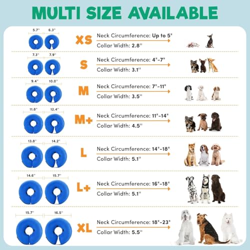 Inflatable Dog Cone Collar Alternative After Surgery Large+ (Navy Blue / Large+[Neck:16"-18"])
