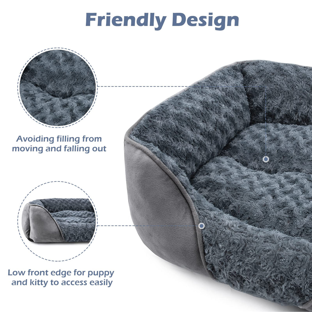 Rectangle Washable Orthopedic Dog Bed for Small (S(20"x 19"x 6") / Grey)