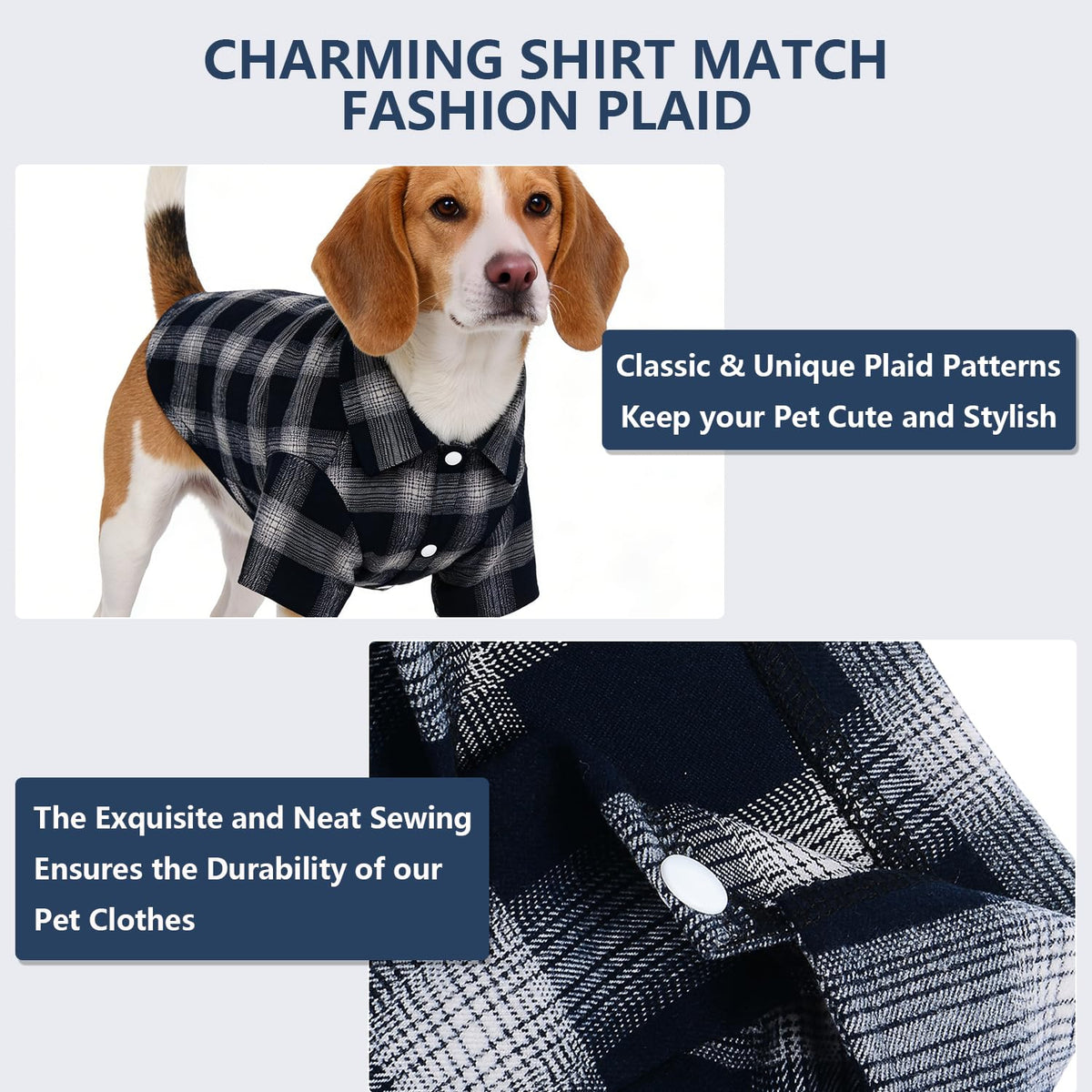 Dog Shirt Pet Plaid Clothes Shirt T (XL-(15~24lb)-Chest~20.8" / Blue)