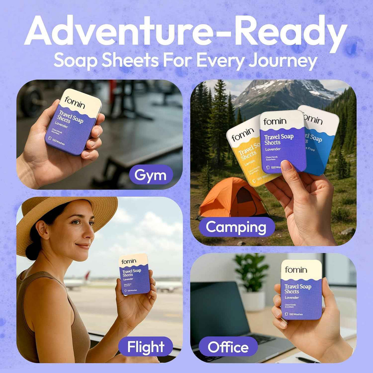 Paper Soap Sheets for Traveling (Lavender (Pack of 3))