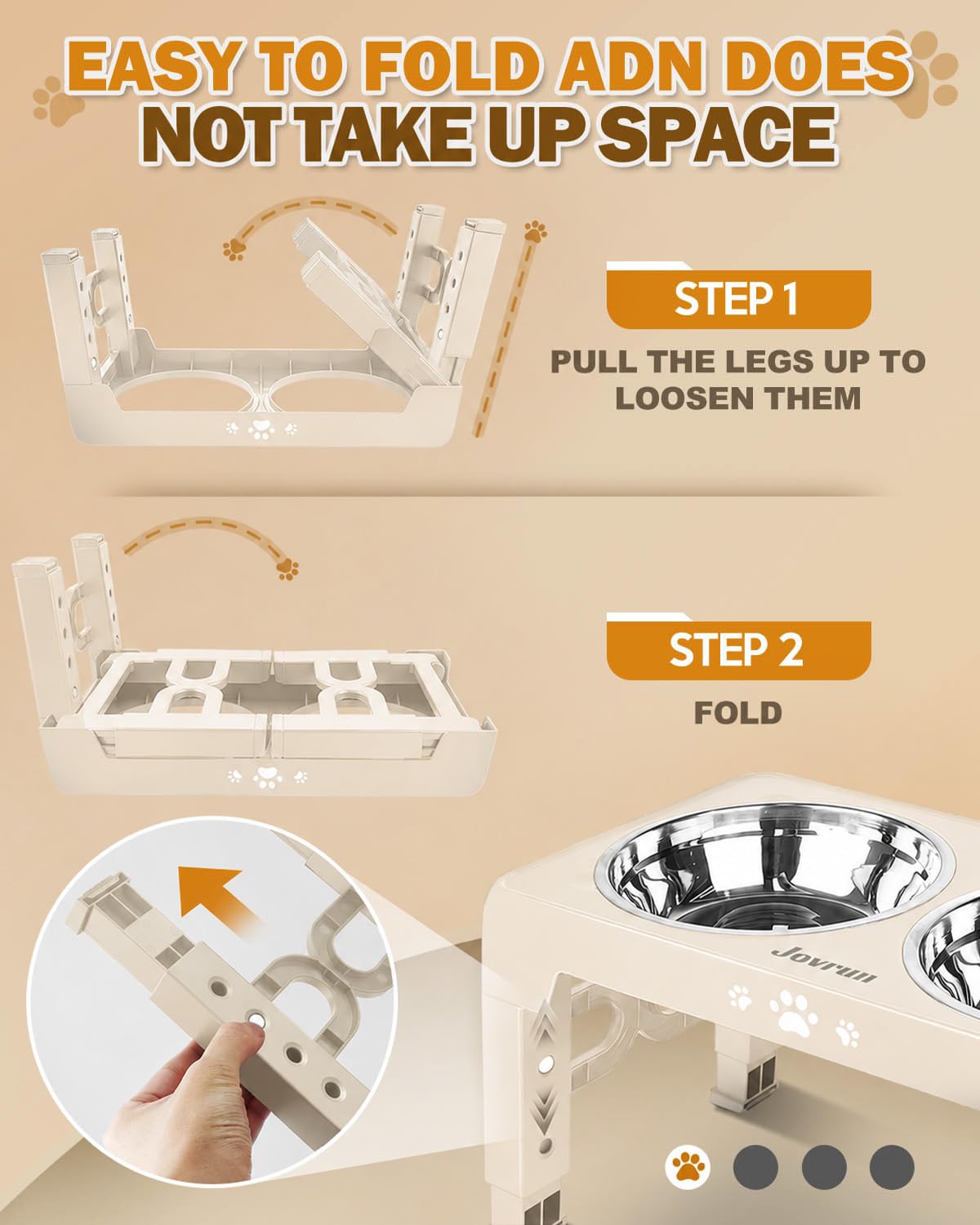 Elevated Dog Bowls for Medium Large Size Dogs (Beige / Medium Large)